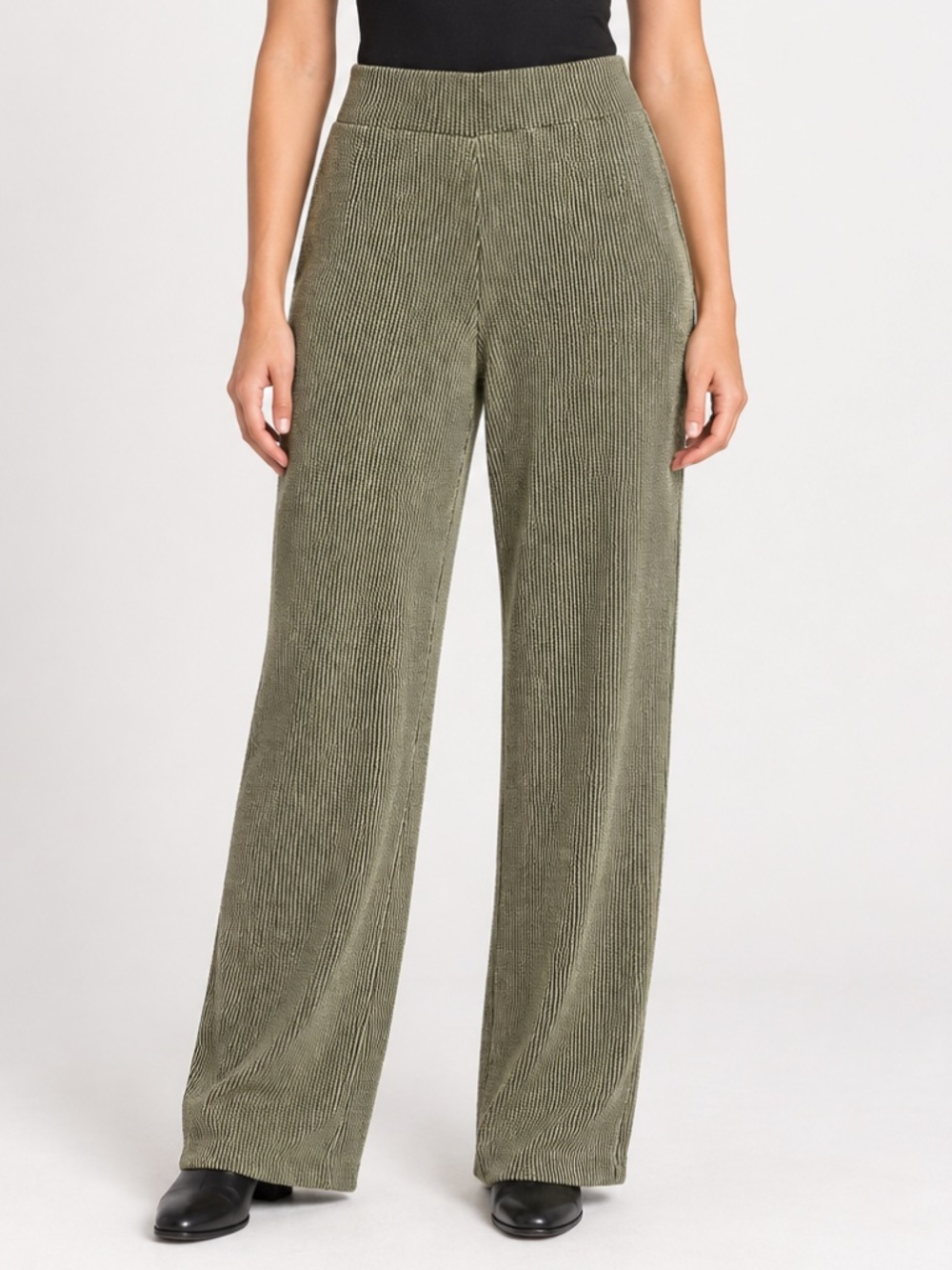 Zenana Textured Rib Wide-Leg Pants Olive, NWOT